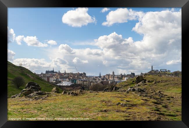 A view of Edinburgh from Salisbury crags Framed Print by Heather Athey