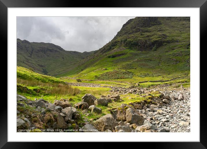 Seathwaite fell & Grains Gill in the Lake District, Cumbria, UK Framed Mounted Print by Heather Athey