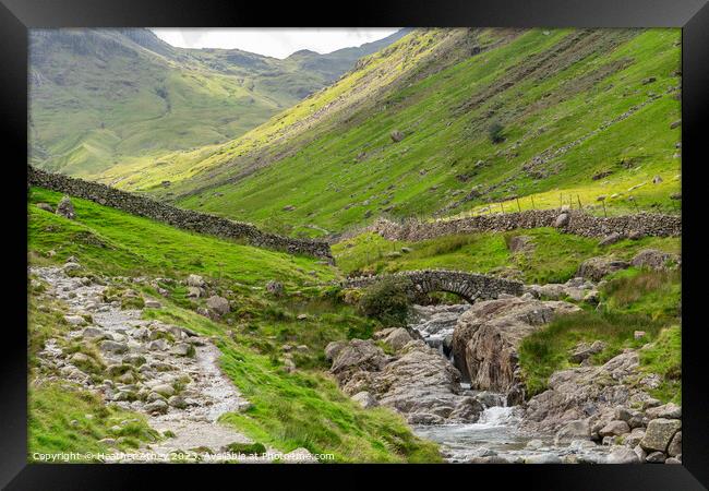 Stockley Bridge, Seathwaite, Cumbria Framed Print by Heather Athey