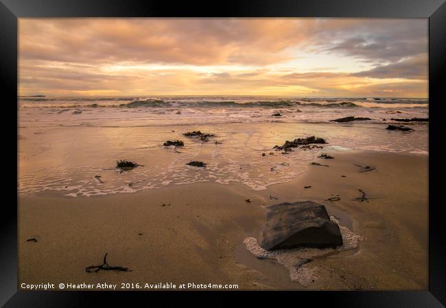 Winter sunset at Seahouses Framed Print by Heather Athey