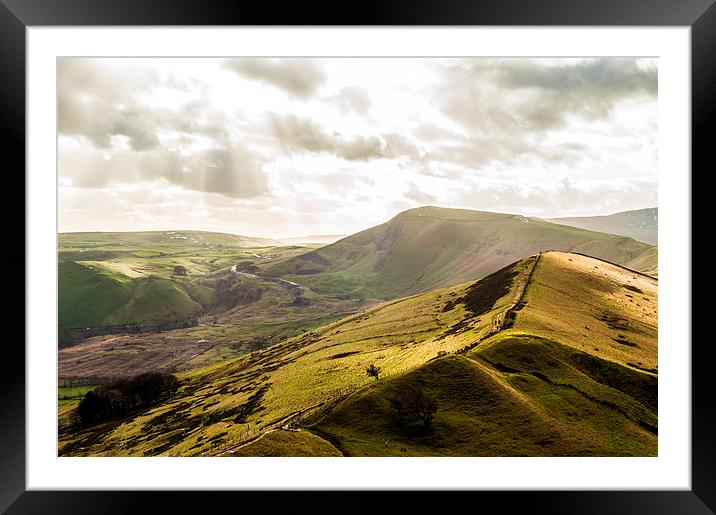 Afternoon Sun on Mam Tor and the Great Ridge Framed Mounted Print by Phil Tinkler