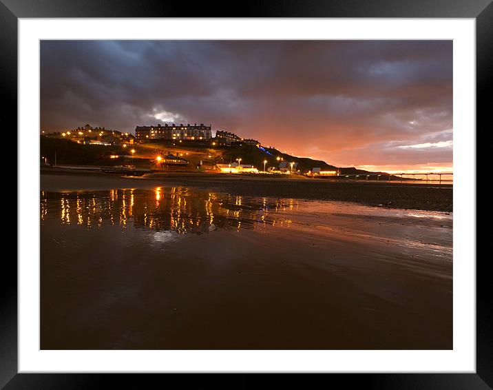 Saltburn Skyline at night Framed Mounted Print by andrew pearson