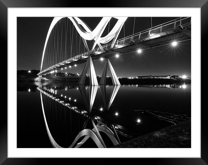 Bridge at Tees Barrage b & w Framed Mounted Print by andrew pearson