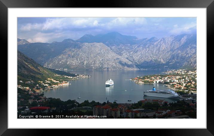 Cruise ships in Montenegro Framed Mounted Print by Graeme B