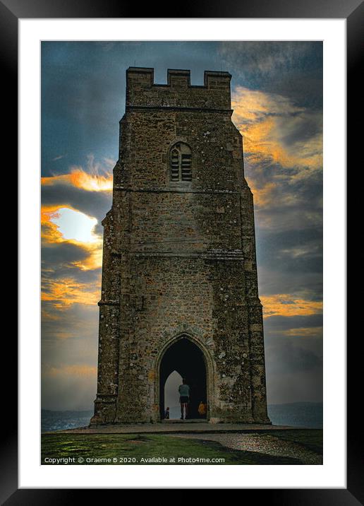Glastonbury Tor at Sunset Framed Mounted Print by Graeme B