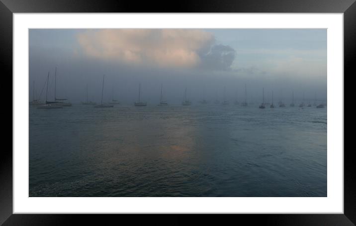 Boats In The Mist Framed Mounted Print by Dave Bell