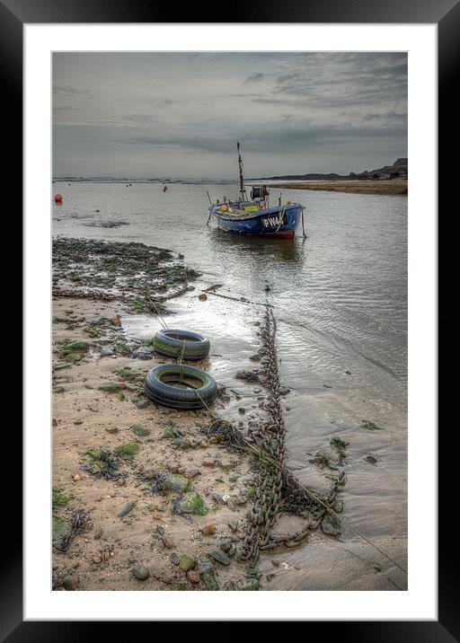 Solitary Boat at Bude in Cornwall Framed Mounted Print by Dave Bell