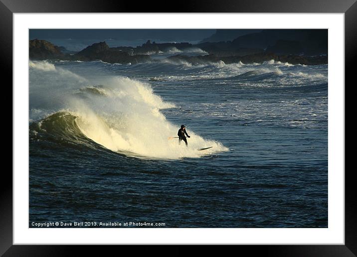 Winter Paddle Boarding at Bude North Cornwall UK Framed Mounted Print by Dave Bell