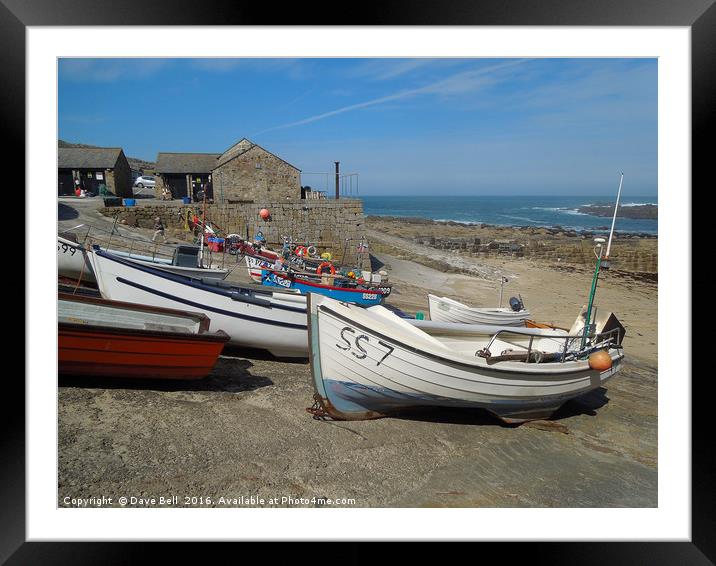 Boats on Slipway at Sennen Cove Cornwall Framed Mounted Print by Dave Bell