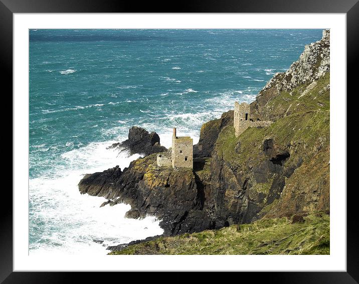 The Bottalack Mine Ruins Cornwall Framed Mounted Print by Dave Bell