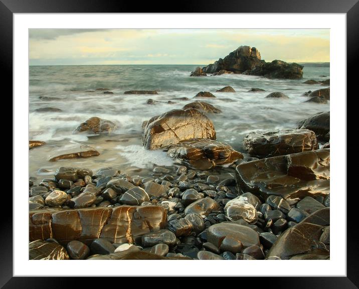 Rocky Shoreline Framed Mounted Print by Dave Bell