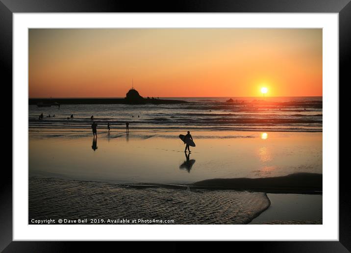 Sunset Surfer Dude Framed Mounted Print by Dave Bell