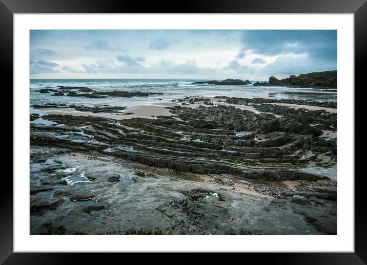 Rocky Shoreline Framed Mounted Print by Dave Bell