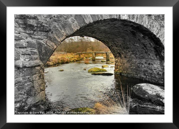 Clapper Bridge at Post Bridge on Dartmoor. Framed Mounted Print by Dave Bell
