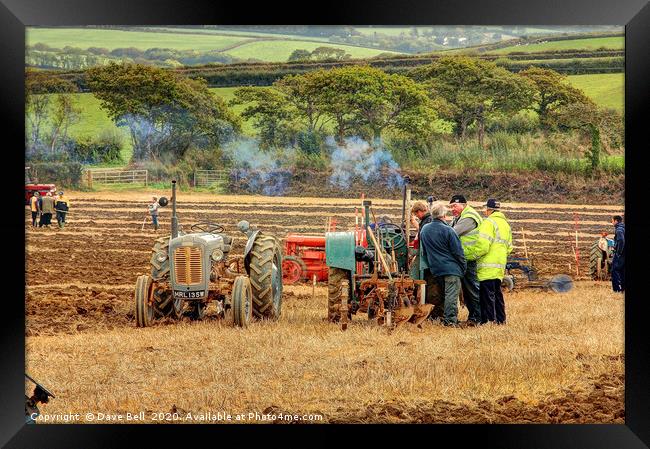 Vintage Tractor Ploughing  Match Framed Print by Dave Bell