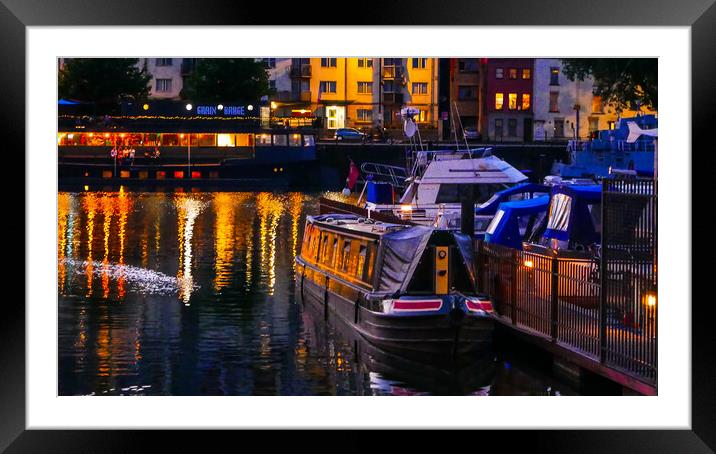 Bristol Waterside Night life Framed Mounted Print by Dave Bell