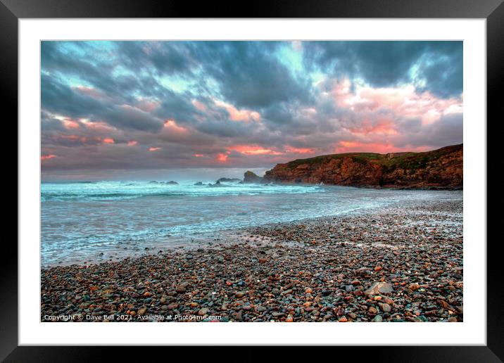 Firey sunrise at beach Framed Mounted Print by Dave Bell