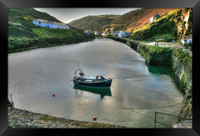 Early Morning Still Water at Boscastle Cornwall Framed Print by Dave Bell