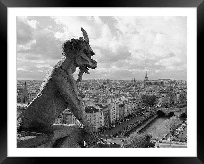 Paris - Notre Dame Gargoyle Framed Mounted Print by Catherine Kiely