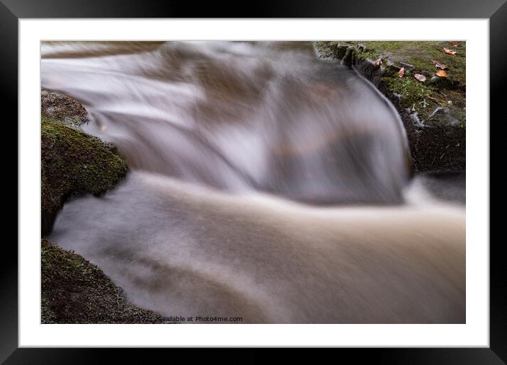 A small waterfall abstract on the North York Moors Framed Mounted Print by Martin Williams