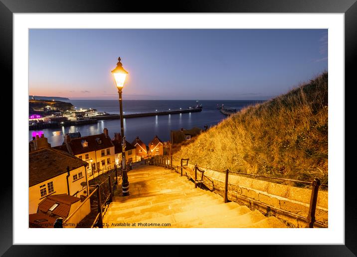 Whitby harbour viewed from 199 Steps Framed Mounted Print by Martin Williams