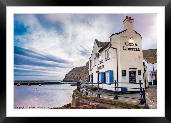 Cod and Lobster Pub in Staithes, North Yorkshire Framed Mounted Print by Martin Williams
