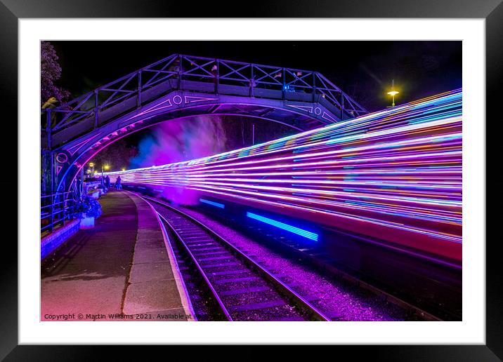 Warp Speed - Illuminated North York Moors railway 2021 Framed Mounted Print by Martin Williams