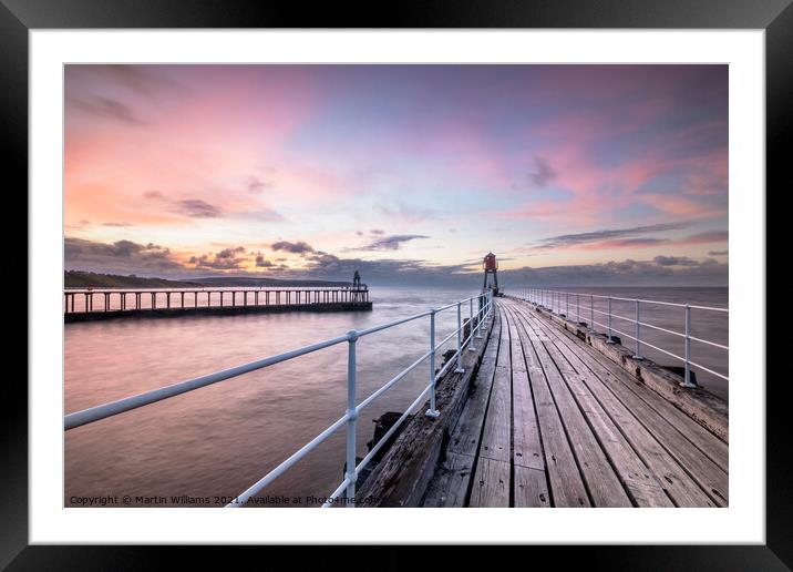 Whitby West Pier Sunset Framed Mounted Print by Martin Williams