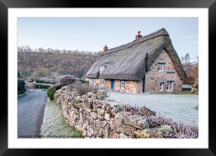 Frosty thatched cottage at Rievaulx village, North Yorkshire Framed Mounted Print by Martin Williams