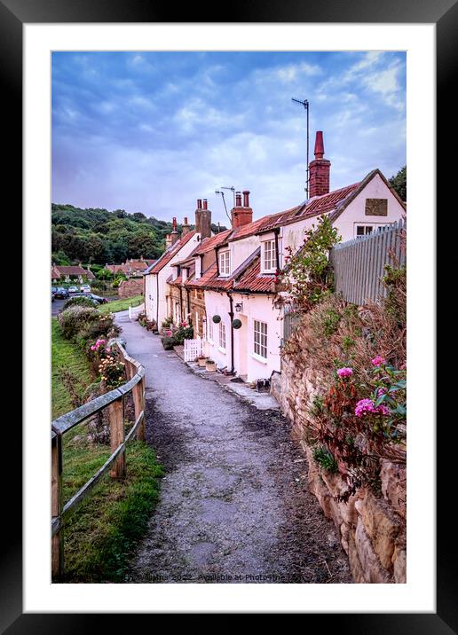 Row of cottages in Sandsend, North Yorkshire Framed Mounted Print by Martin Williams