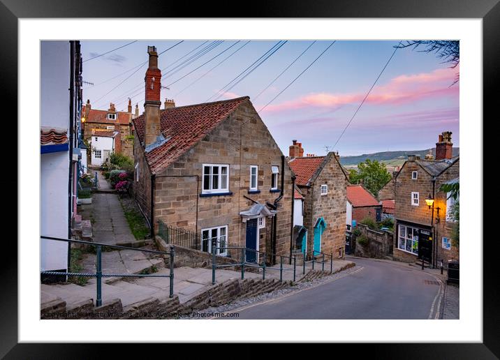 Sunset over Robin Hoods Bay, New Road, North Yorkshire Framed Mounted Print by Martin Williams