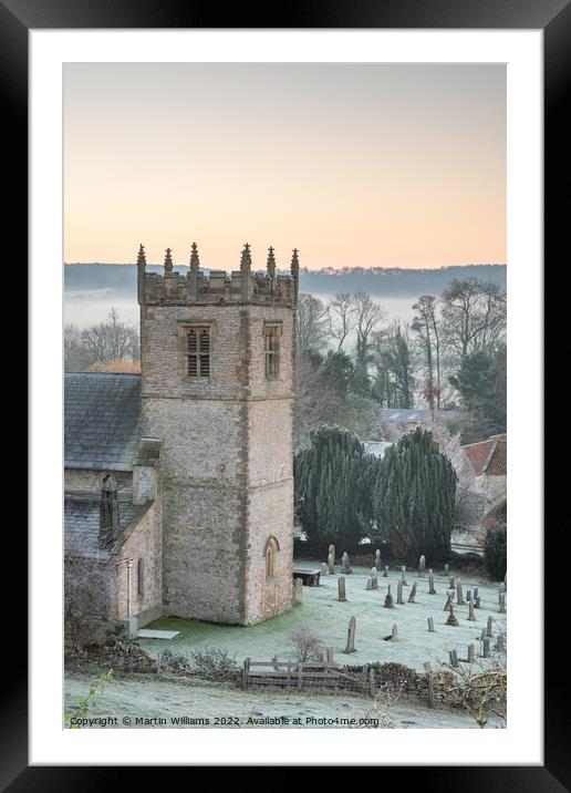 Stonegrave minster church on a frosty misty day, Rydeale district Framed Mounted Print by Martin Williams