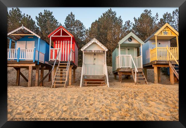 Beach huts at Wells-Next-the-Sea Framed Print by Martin Williams
