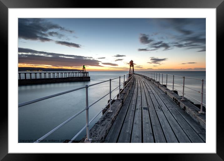 Sunset at Whitby east pier Framed Mounted Print by Martin Williams