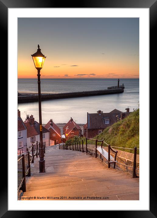 Whitby Steps - Orange Glow Framed Mounted Print by Martin Williams