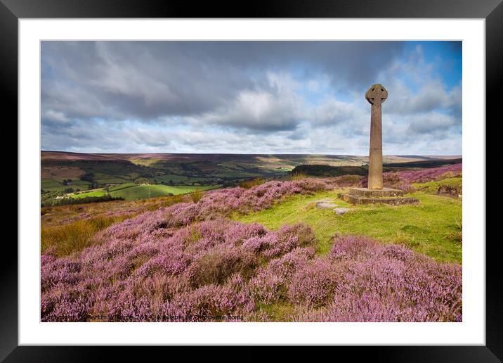 North York Moors, Rosedale Abbey Millennium Cross Framed Mounted Print by Martin Williams