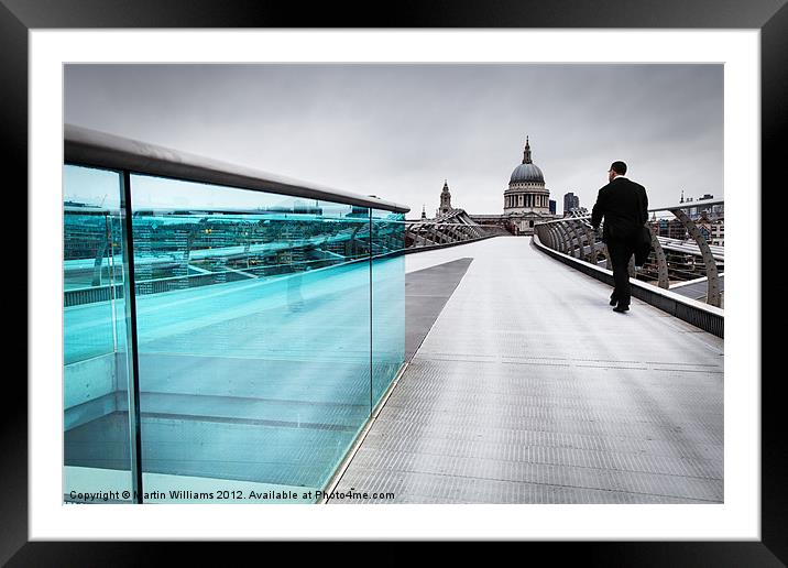 London Millenium Bridge Commuter Framed Mounted Print by Martin Williams