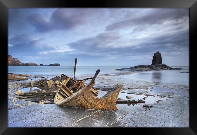 Shipwreck at Black Nab, UK Framed Print by Martin Williams