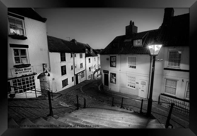 Whitby Steps at Night 2 Framed Print by Martin Williams