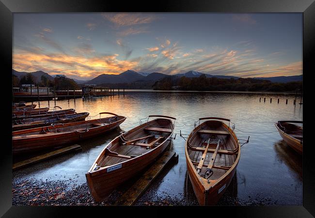 Derwent Water Rowing Boats Framed Print by Martin Williams
