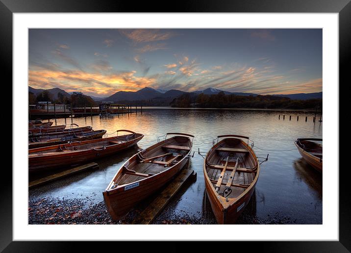 Derwent Water Rowing Boats Framed Mounted Print by Martin Williams