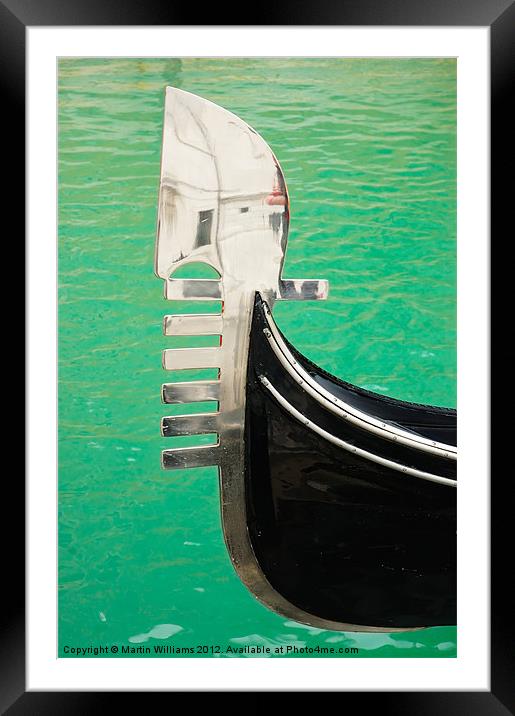 Venice Gondola Bow Framed Mounted Print by Martin Williams
