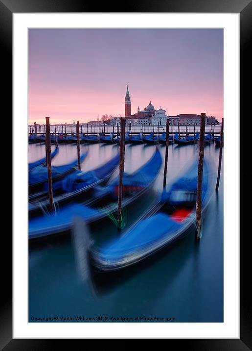 Venice Gondolas Framed Mounted Print by Martin Williams