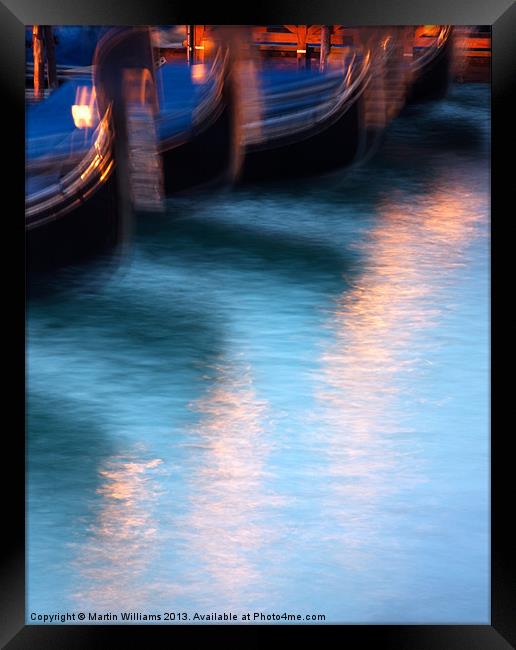 Venice Gondola Reflections Framed Print by Martin Williams