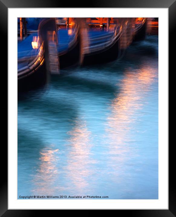 Venice Gondola Reflections Framed Mounted Print by Martin Williams