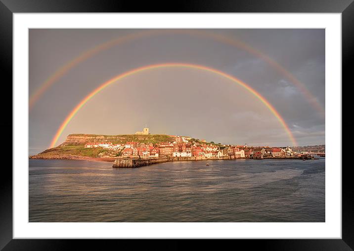Double Rainbow over Whitby Framed Mounted Print by Martin Williams
