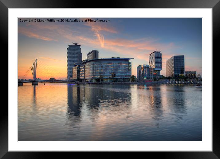 Sunset at Salford Quays Media City Framed Mounted Print by Martin Williams
