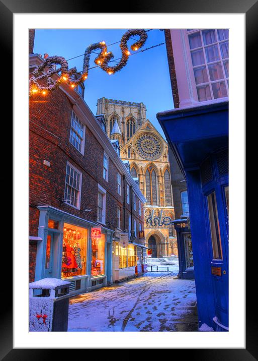 York Minster at Christmas, Petergate Street Framed Mounted Print by Martin Williams
