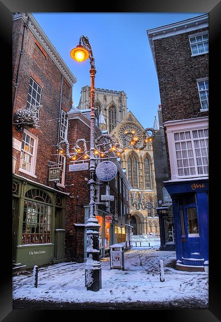 York Minster at Christmas, Petergate Street Framed Print by Martin Williams