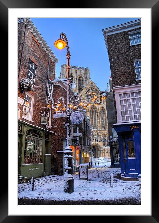 York Minster at Christmas, Petergate Street Framed Mounted Print by Martin Williams